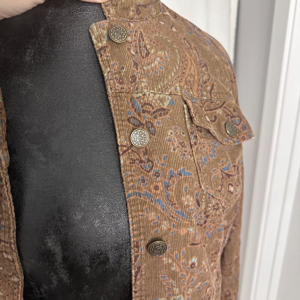 Western Boho Brown Corduroy Jacket Women's XL  Indie Paisley 98% Cotton - Picture 11 of 11